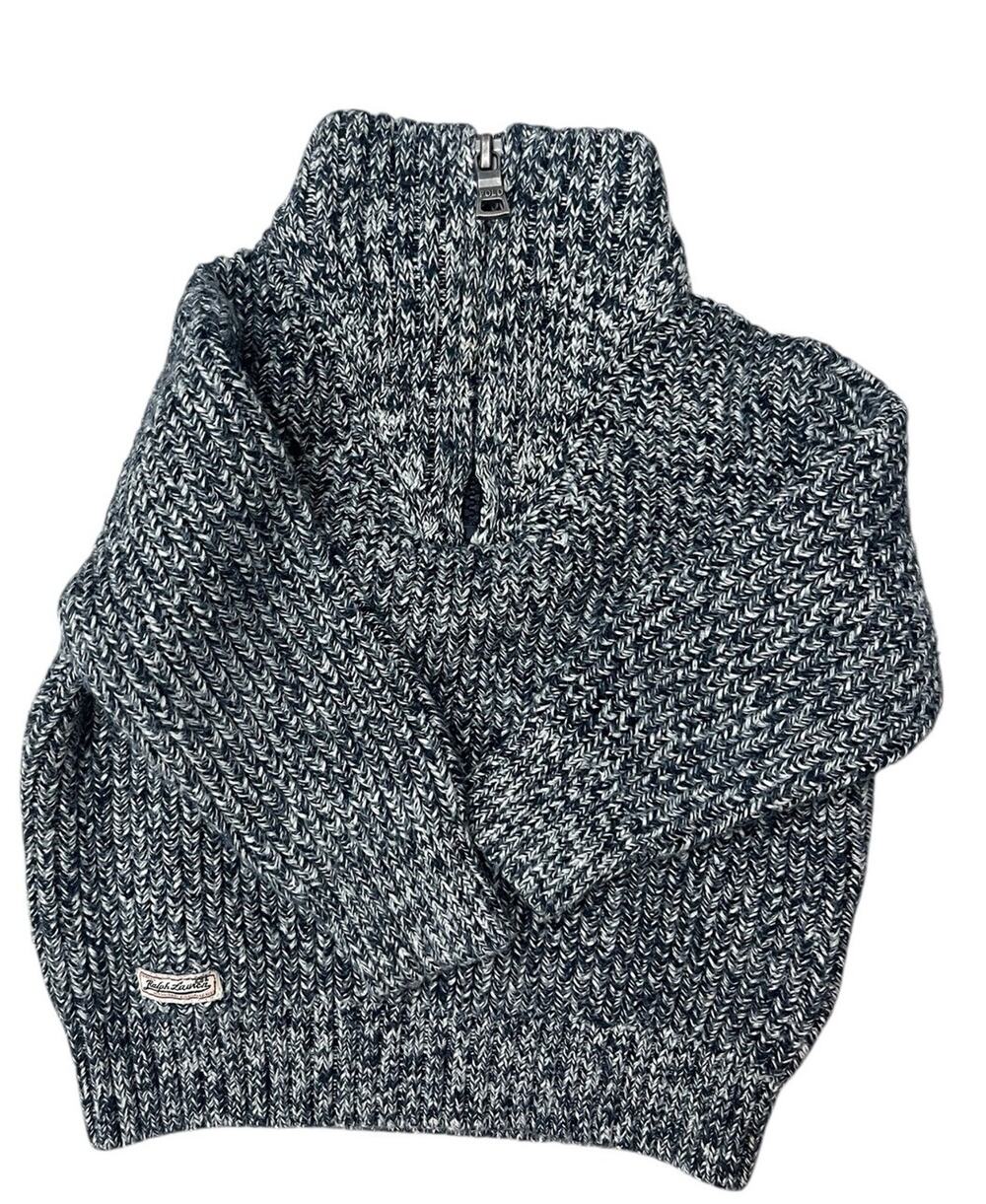 POLO RALPH LAUREN Blue White Heathered Sweater Quarter Zip 18 Months Preppy